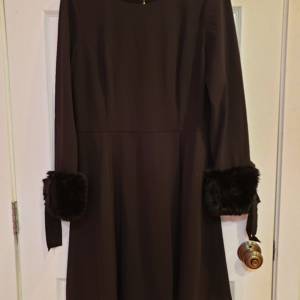 Calvin Klein Faux Fur Black Dress - Picture 4 of 7